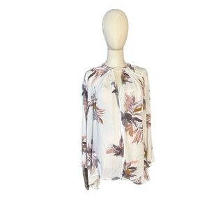 Free People Floral Blouse in Pink and White